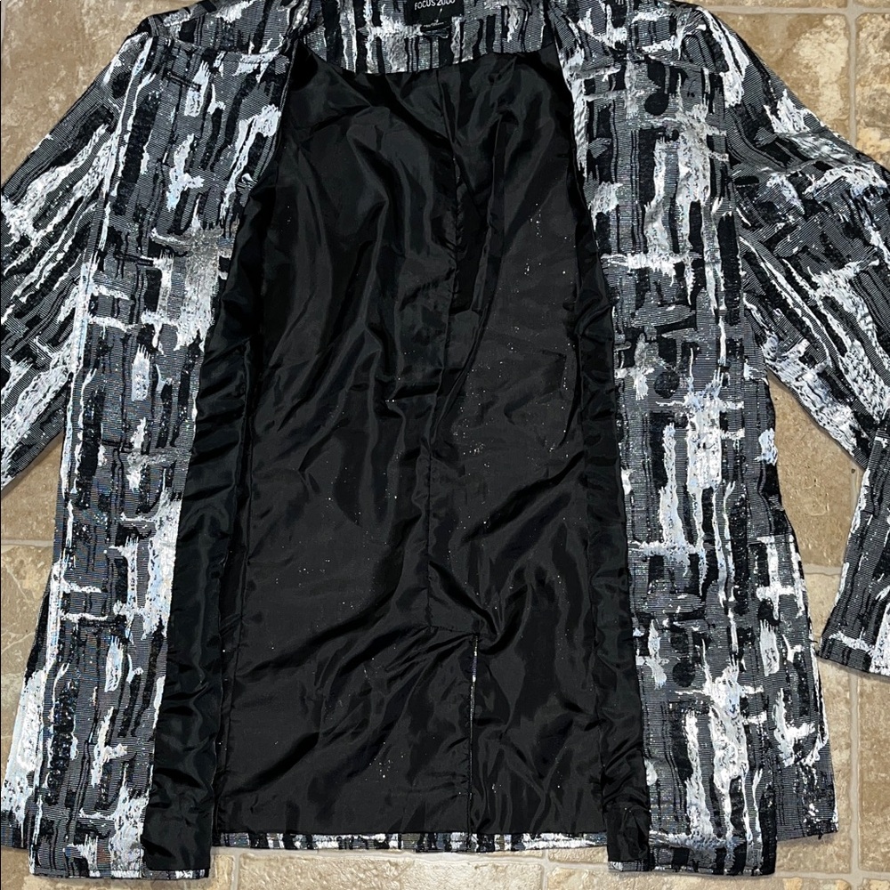 Focus 2000 Black and Gray Abstract Blazer - Picture 8 of 16